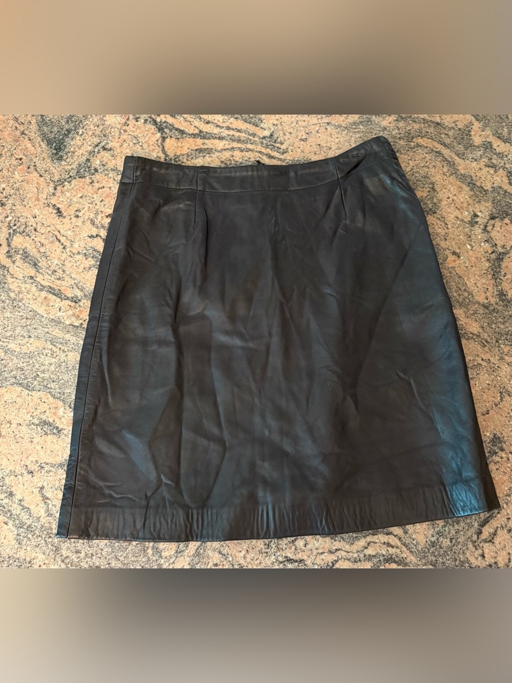 DKNY Vintage Black Genuine Leather Mini Skirt Size 4